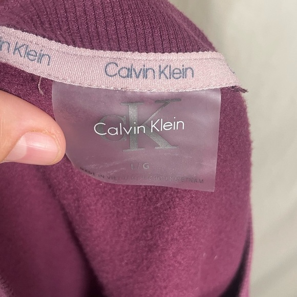 Calvin Klein Women's Relaxed Fit Logo Drop Shoulder Fleece Pullover Large - Picture 5 of 6